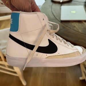 Nike Blazer Mid '77 White Black Blue.  Boys size 5